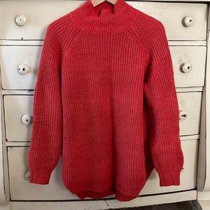 Gorgeous red/orange shaker knit mock neck sweater by Maeve - Anthropologie